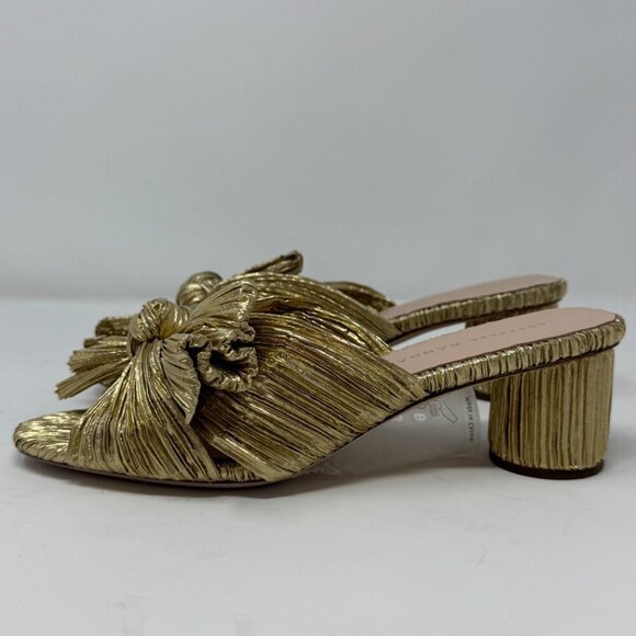 Loeffler Randall Emilia Knot Slide Sandal Women's 6 B Gold Kitten Heels Bow NWOB - Picture 7 of 11